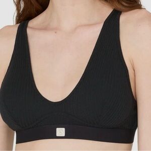 Women's Black Ribbed Bralette XXL